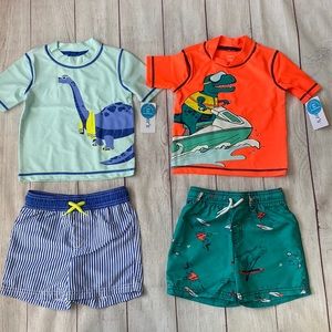 🦕🦖💦 NWT Carter’s 24 Months Boys Swimsuit Sets 4 Pieces 💦🦖🦕